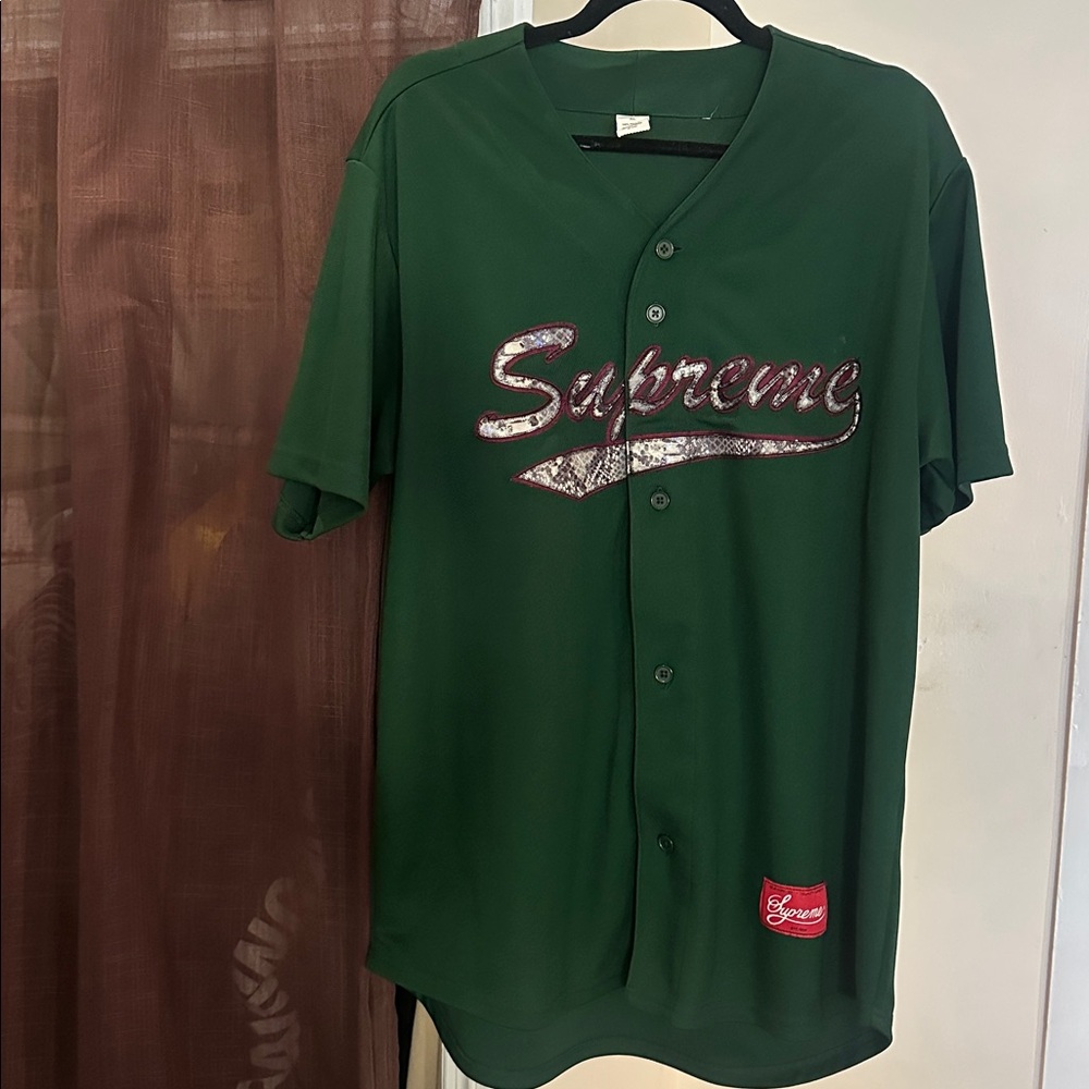 SUPREME Snake script logo baseball jersey